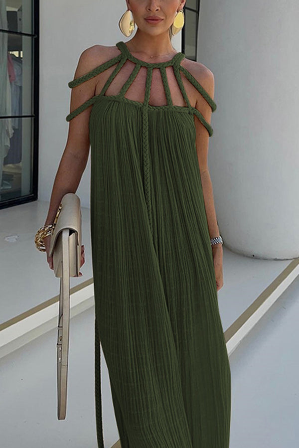 Braided Back Linen Blend Maxi Dress - view 10
