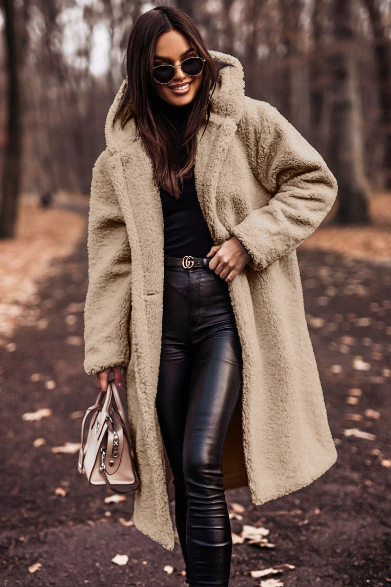 Long wool teddy coat with hood - view 3