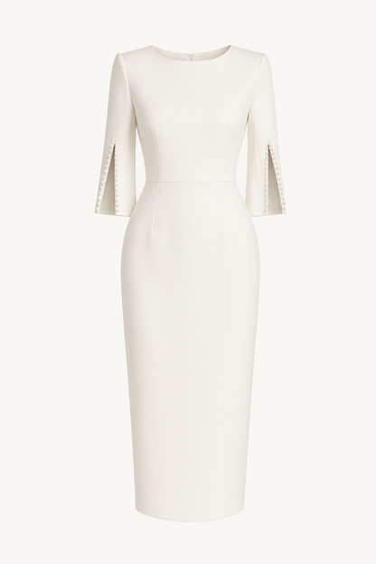 Beaded Round Neck Midi Dress