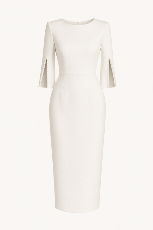 Beaded Round Neck Midi Dress