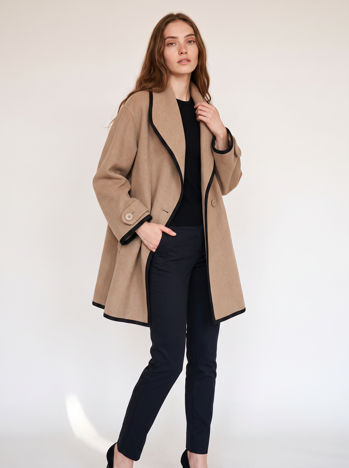 Women's Belted Warm Wool-Blend Coat Oversized Fit - 14