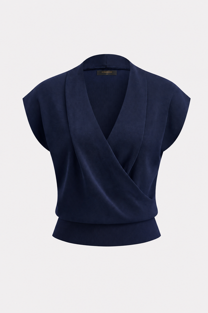 Knit wrap V-neck sleeveless top - view 6