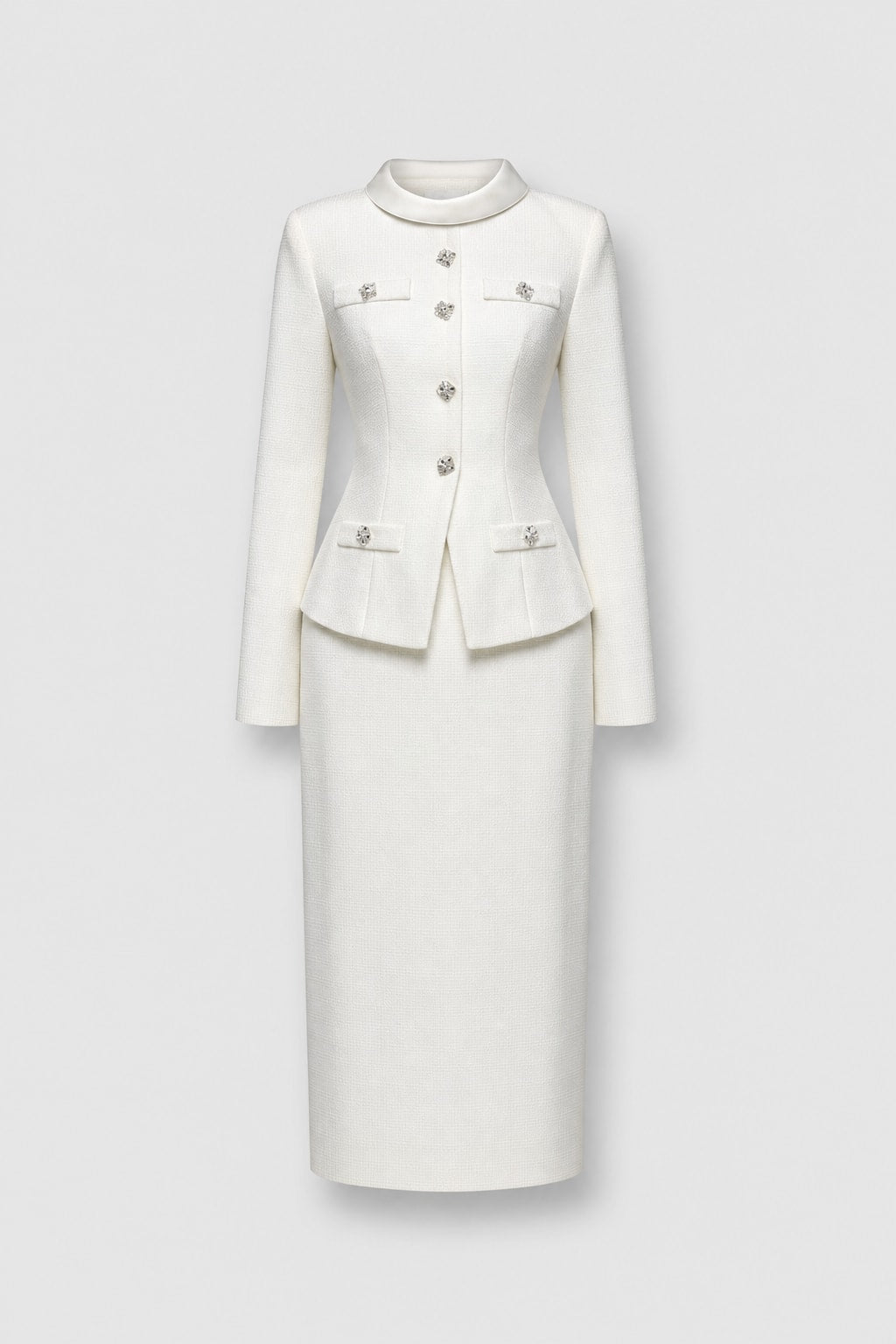 Tweed Two-Piece Set With Tailored Long Sleeves - 1