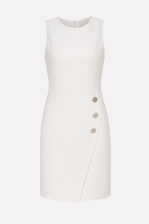 Button-Front Pencil Mini Dress