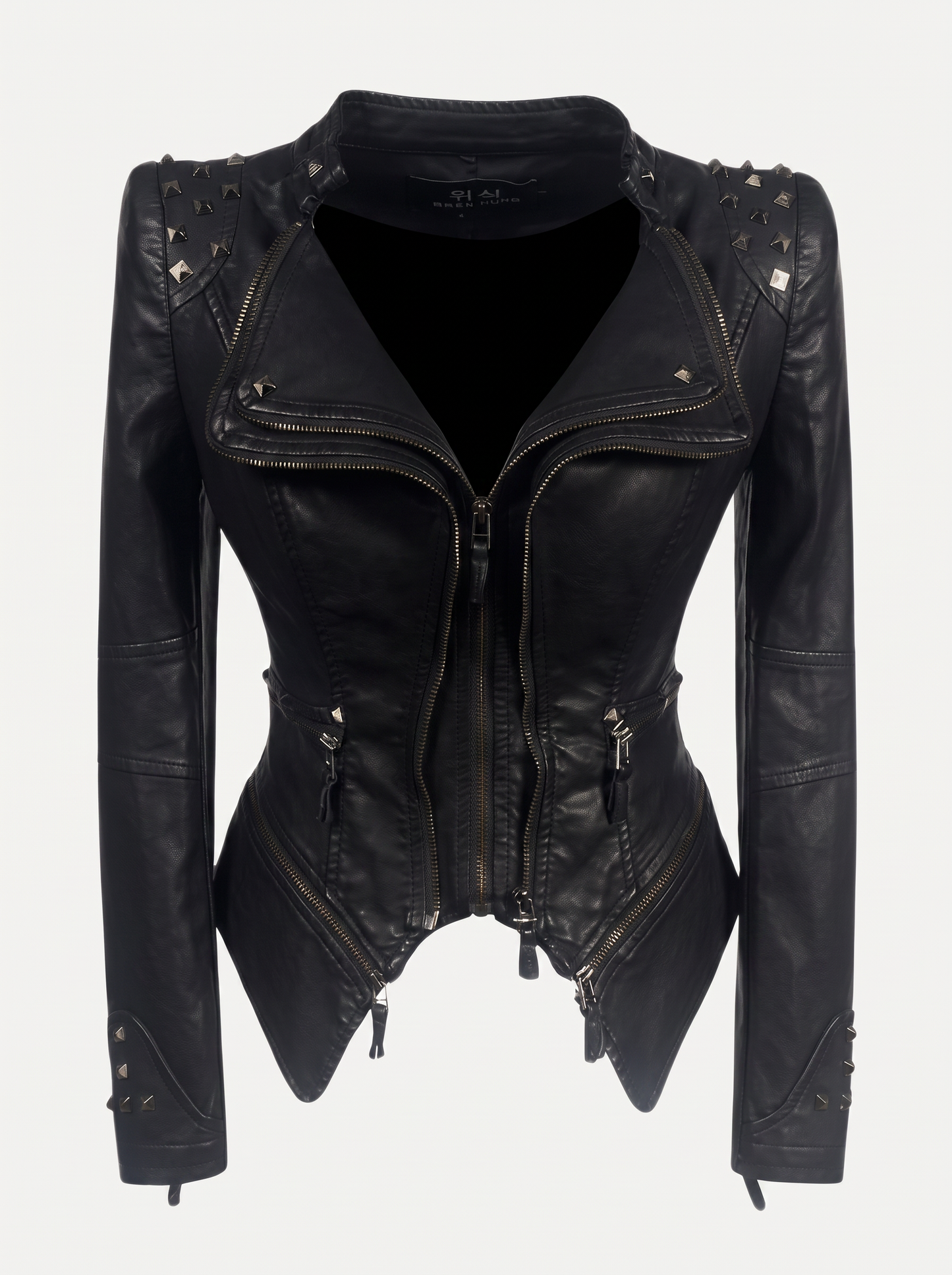 Black Studded Faux Leather Moto Jacket