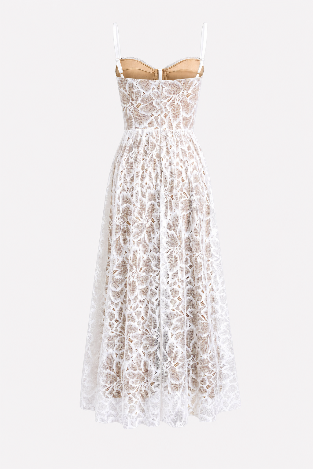 Off-White Lace Corset Waist Midi Dress - view 5
