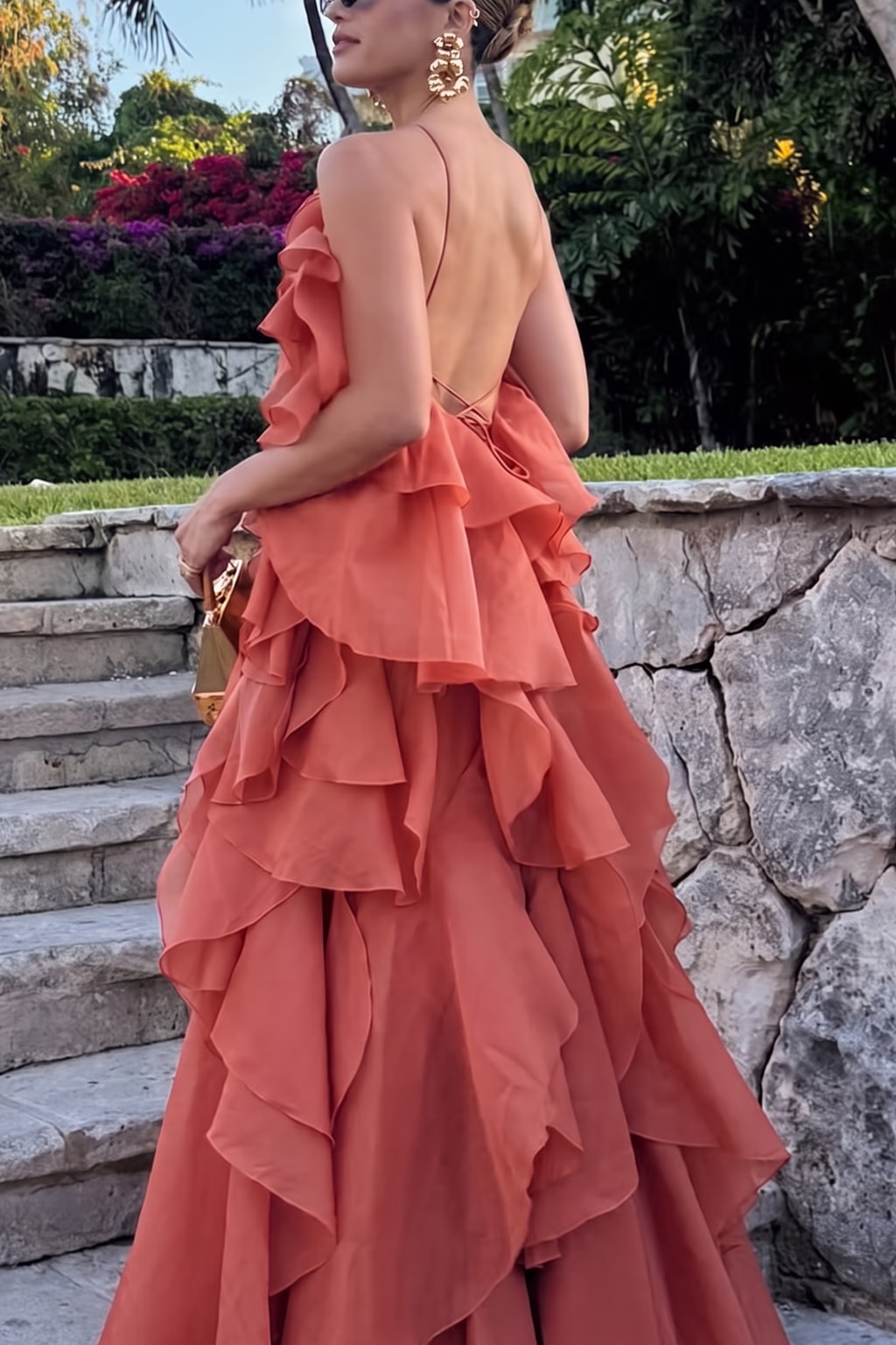 Effortless Halter Maxi Dress With Tiered Ruffle Hem - 8