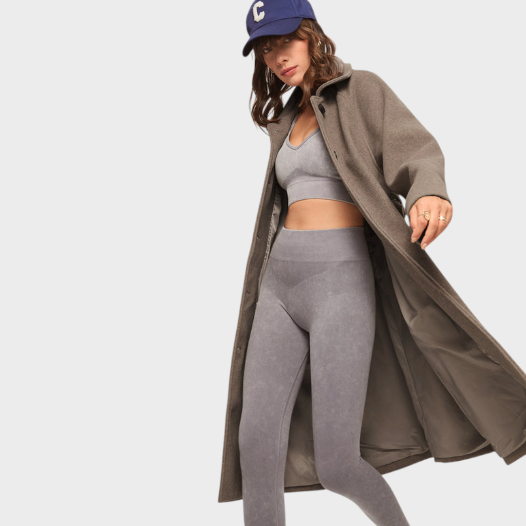Brushed Oversized Long Coat with Tie Belt - view 4
