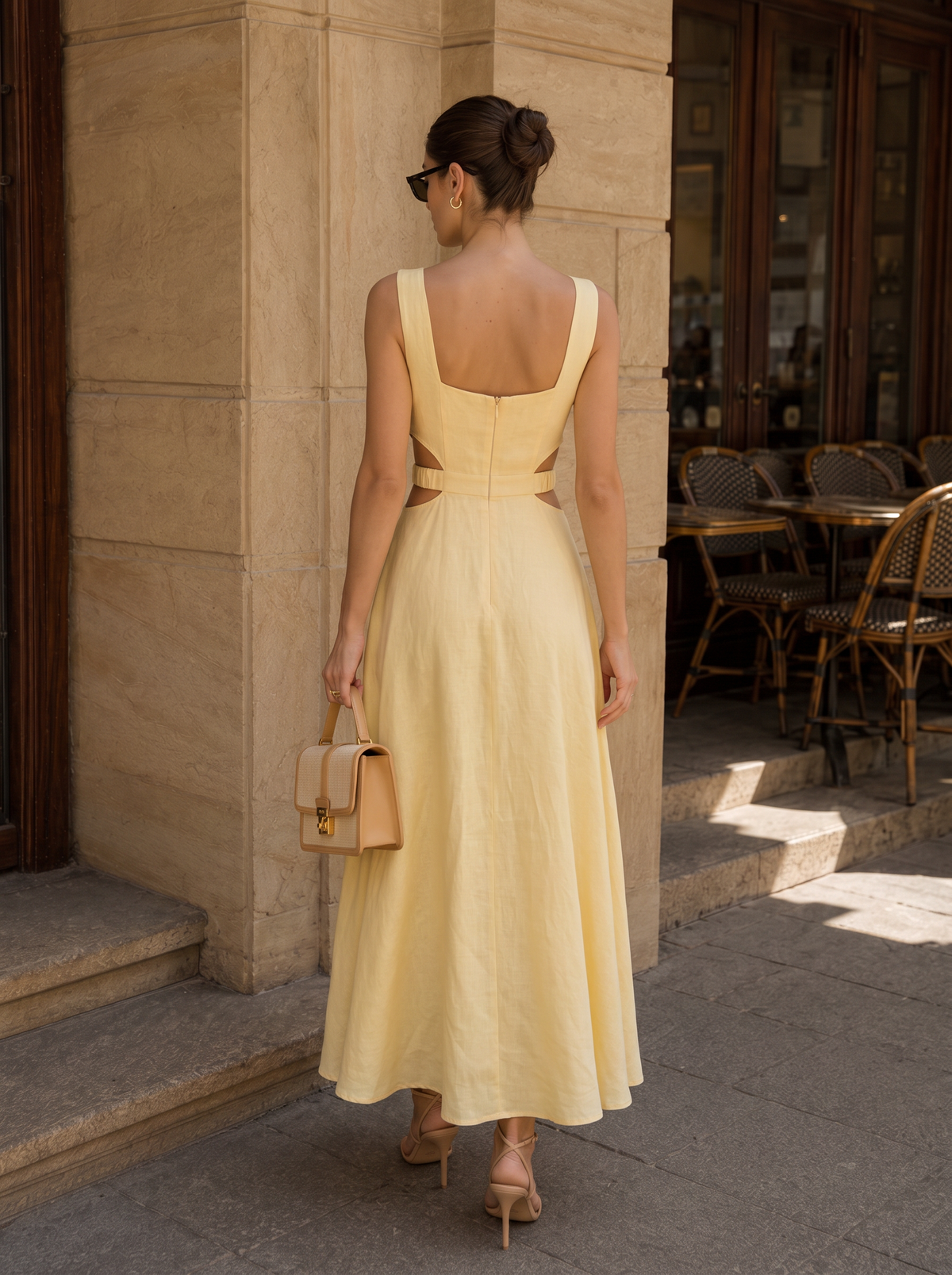 Cotton Linen Cutout Maxi Dress - view 4
