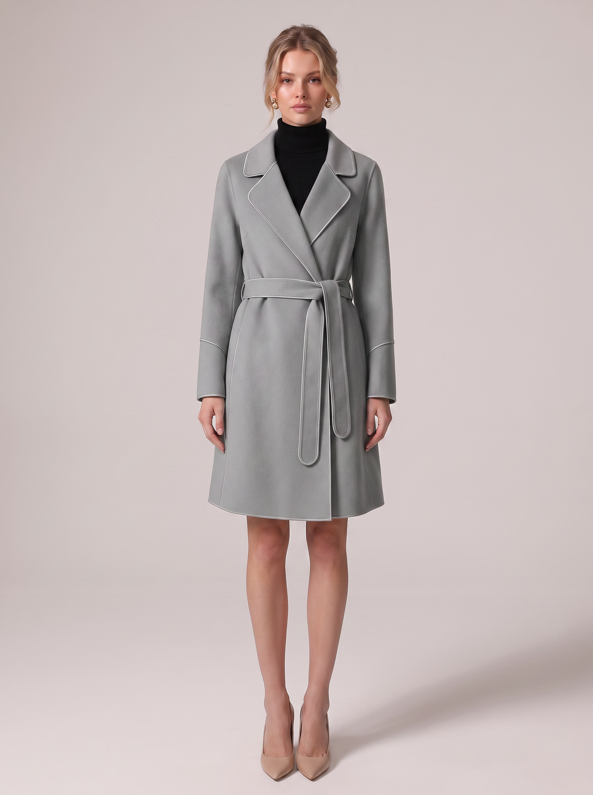 Wool blend overcoat with adjustable tie belt - view 6