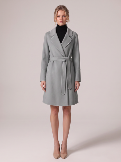 Wool blend overcoat with adjustable tie belt - view 6
