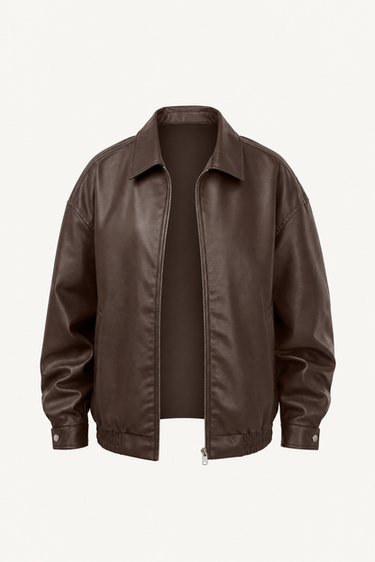 Oversized Leather Biker Jacket