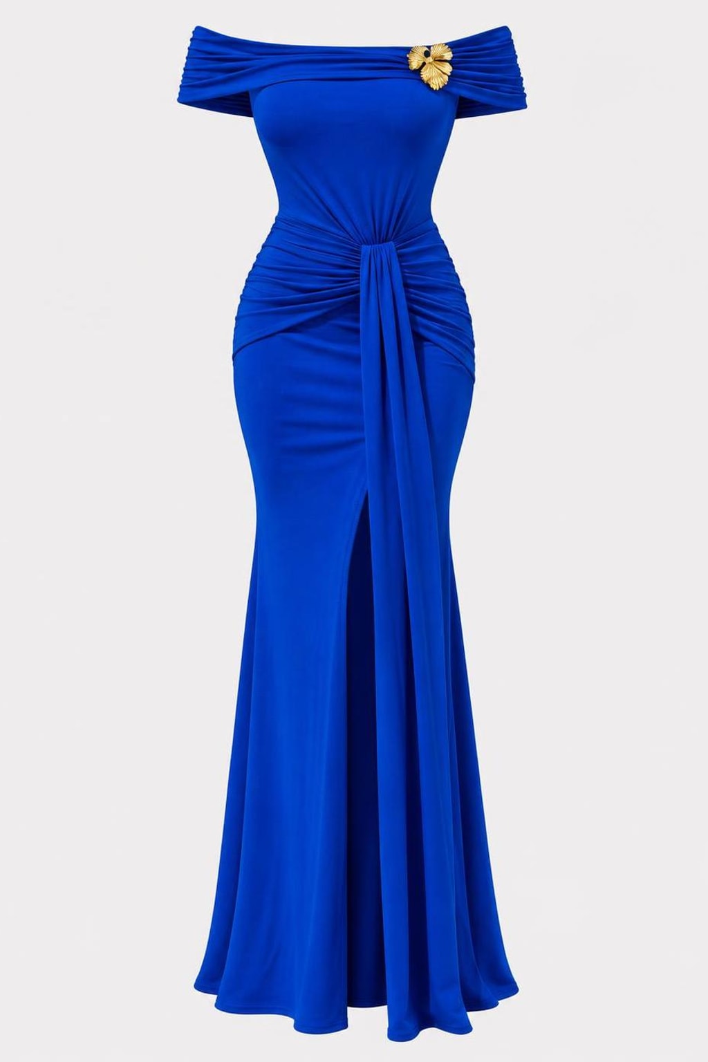 Polyester Blend Maxi Dress With Side Slit - 1