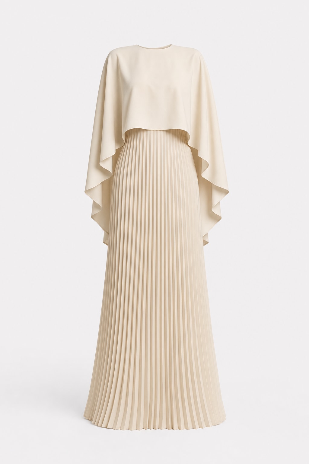 Pleated Cape Overlay Maxi Dress - 1