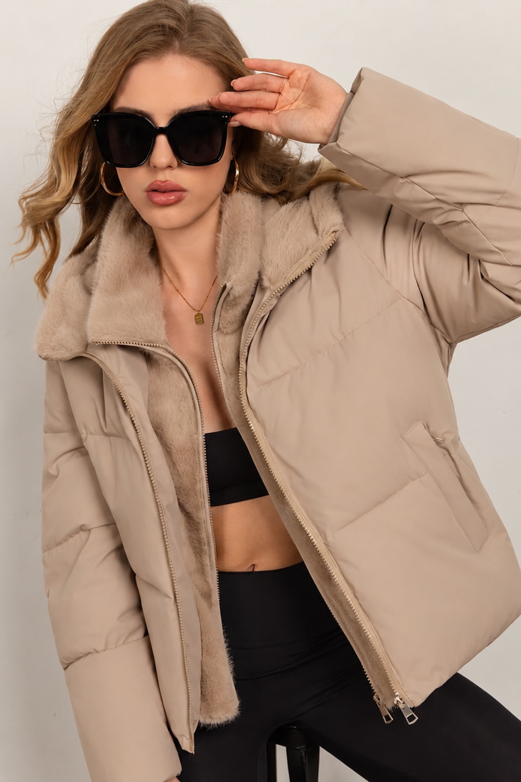 Cotton Hooded Jacket Short Layered Winter Coat - 1