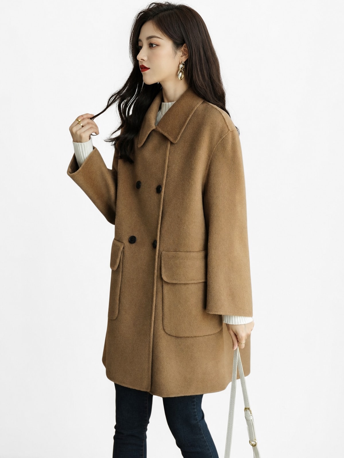 Cozy Formal Coat With Double Breasted Tailored Fit - 2