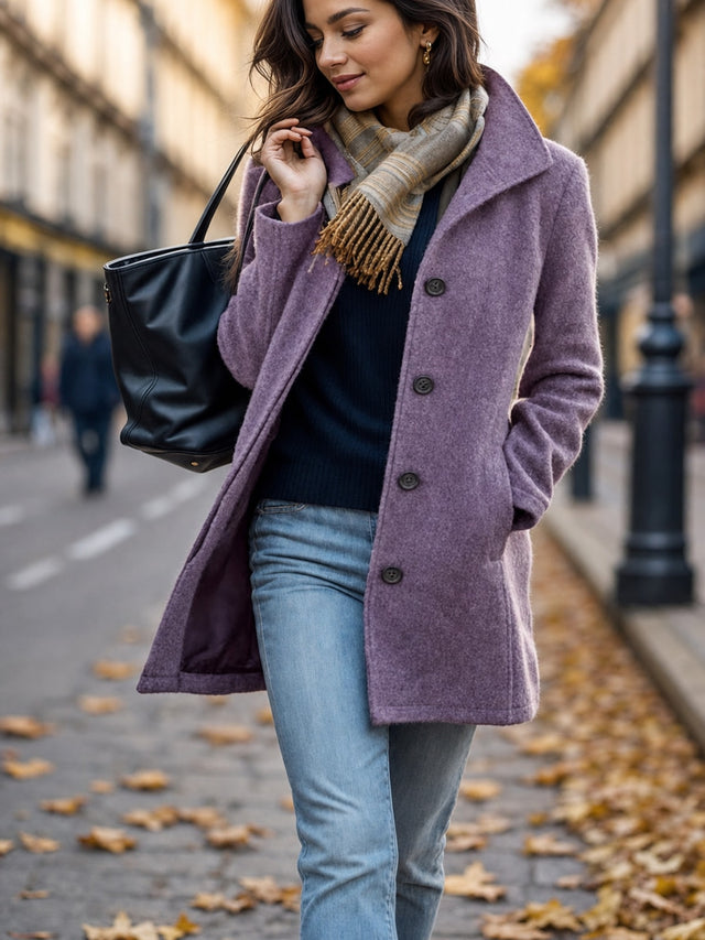 Turndown Collar Coat Tailored Fit for Cozy Everyday Wear - 2