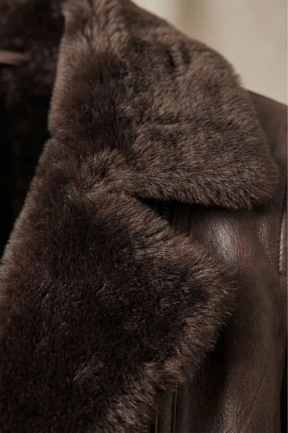 Shearling Collar Leather Jacket - view 6