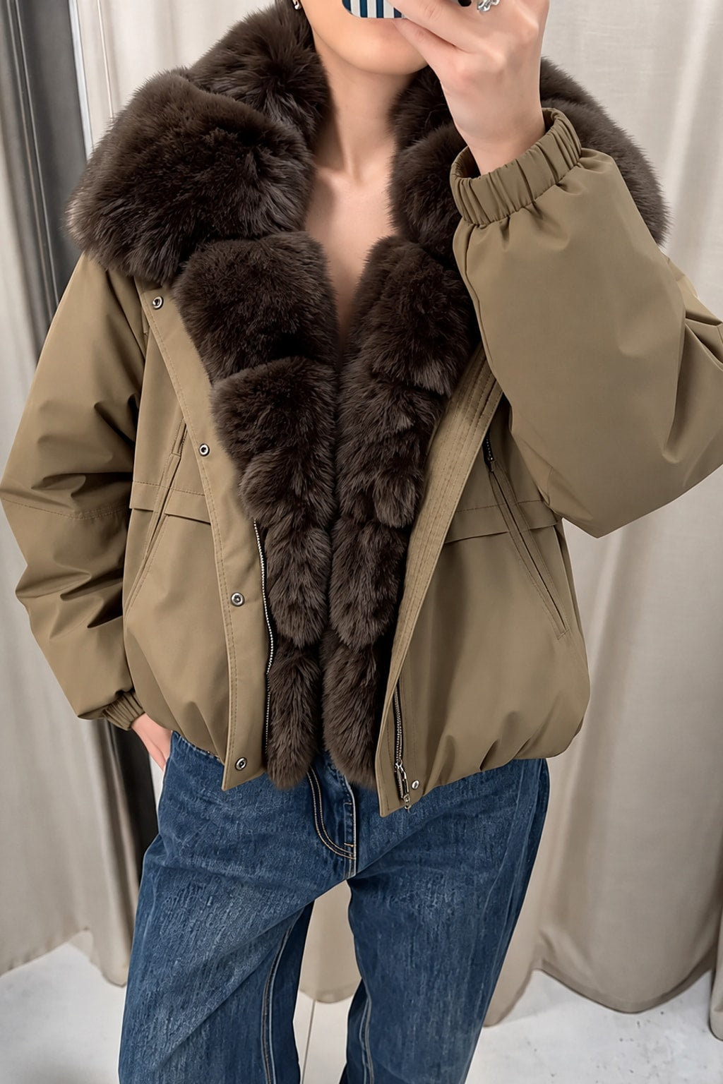 Faux Fur Jacket Short Coat Loose Outerwear - 5
