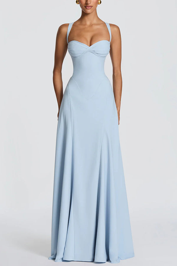Chiffon Bustier Maxi Dress with Lace-Up Back - view 3