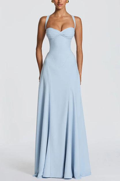 Chiffon Bustier Maxi Dress with Lace-Up Back - view 3