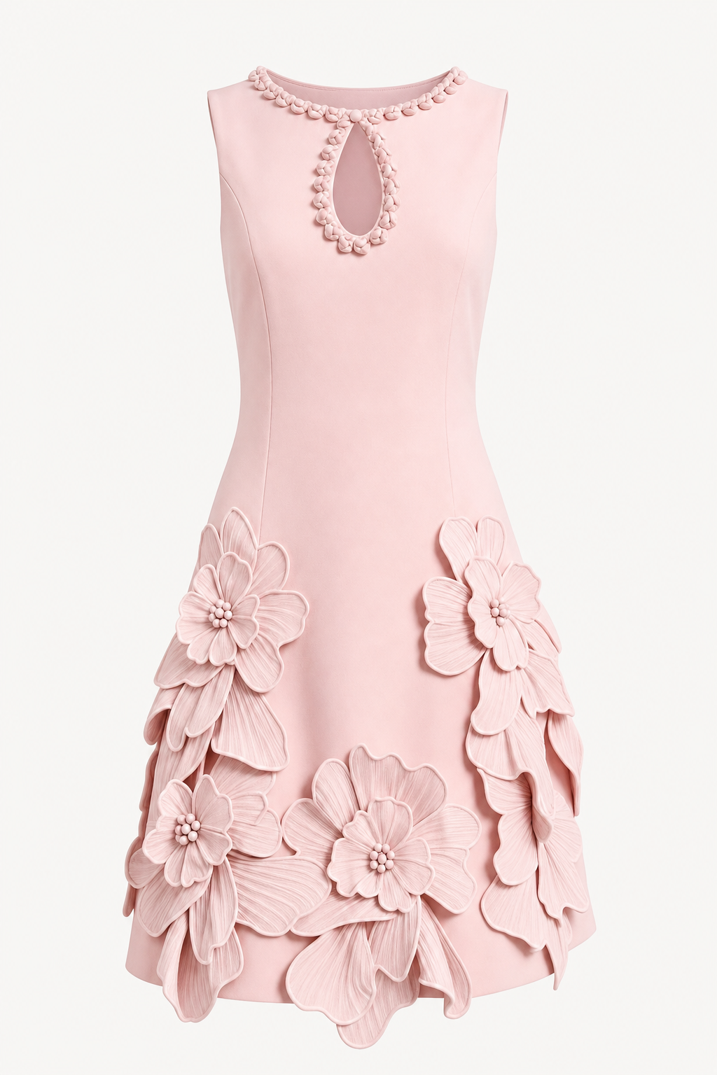Pearl Trim Cutout Crepe Mini Dress