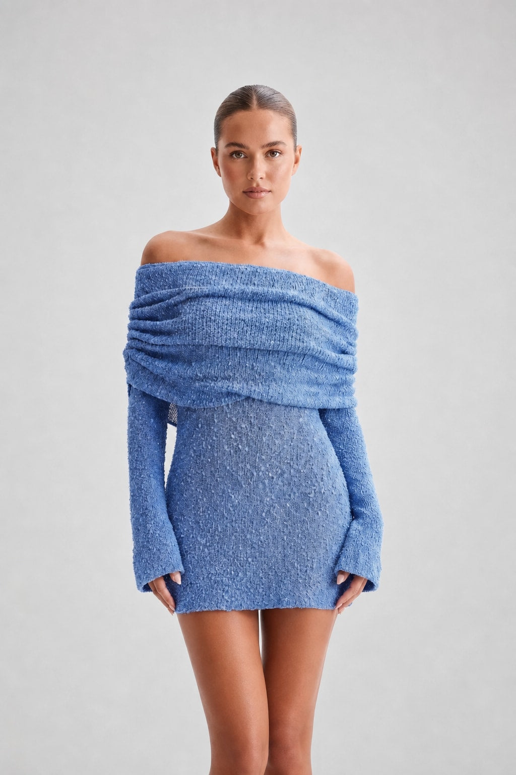 Knit Off-Shoulder Mini Dress - 2
