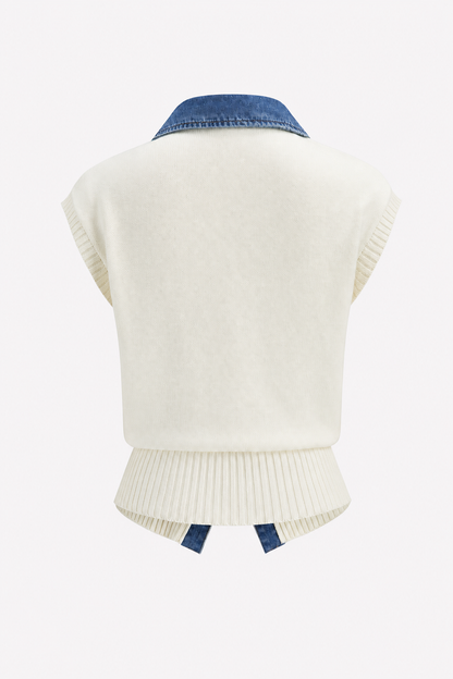 Off-White Denim Collar Knit Vest - view 5