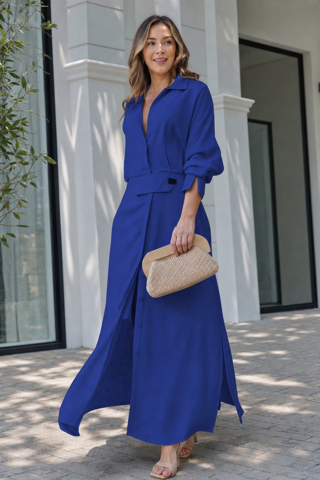Tied-Waist Shirt Maxi Dress - 9