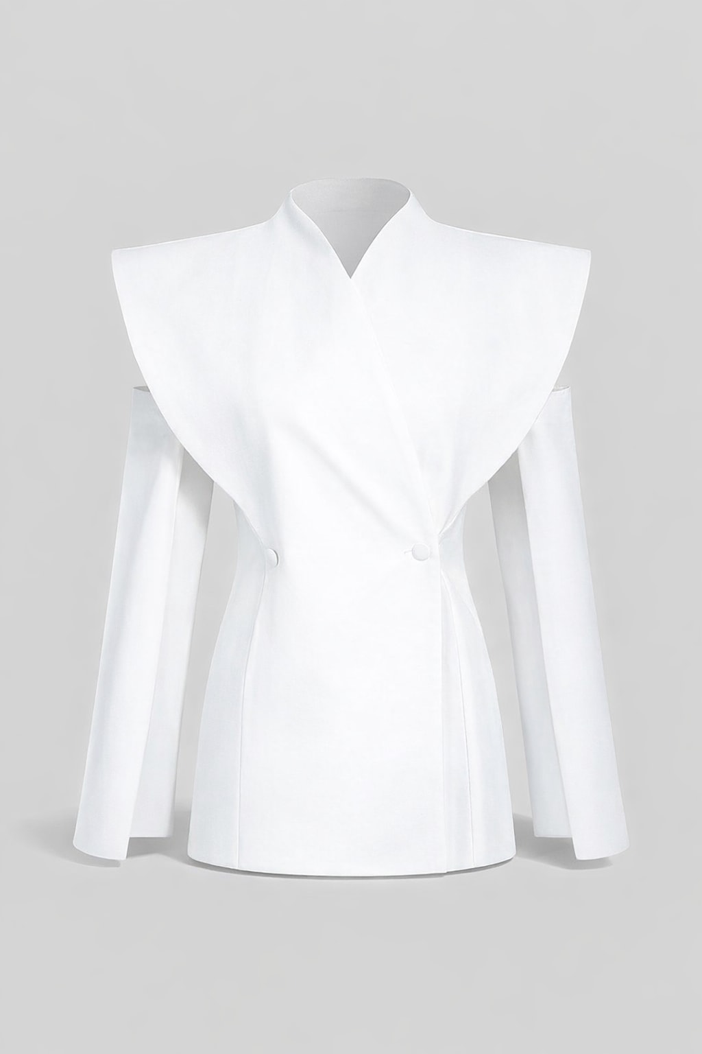 Polyester Blazer With Cutout Flutter Sleeves - 1