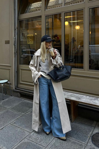 Oversized Double-Breasted Belted Trench Coat - view 2