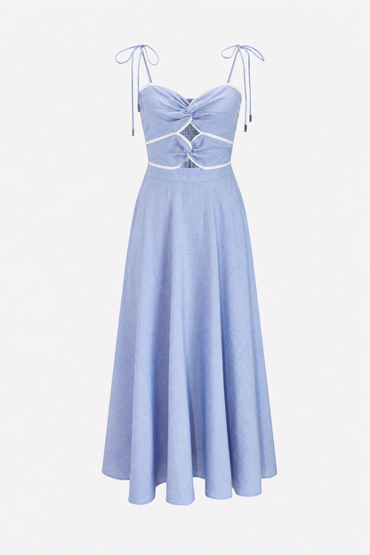 Cutout Tie-Strap Maxi Dress, Woven