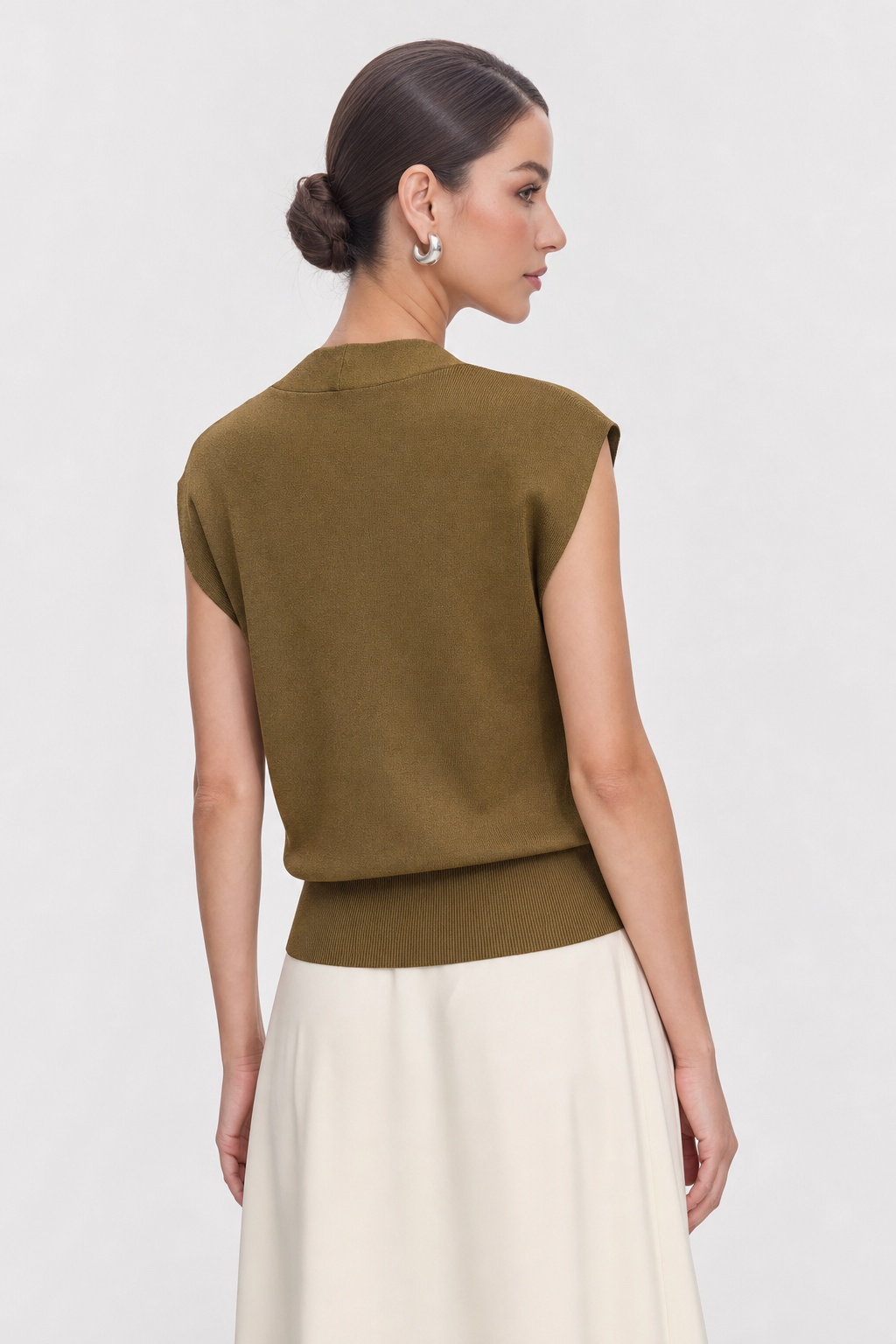Knit wrap V-neck sleeveless top - view 5