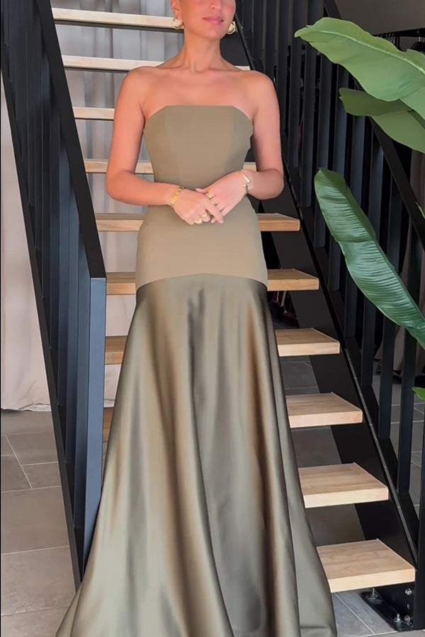 Satin strapless flare maxi dress - view 2