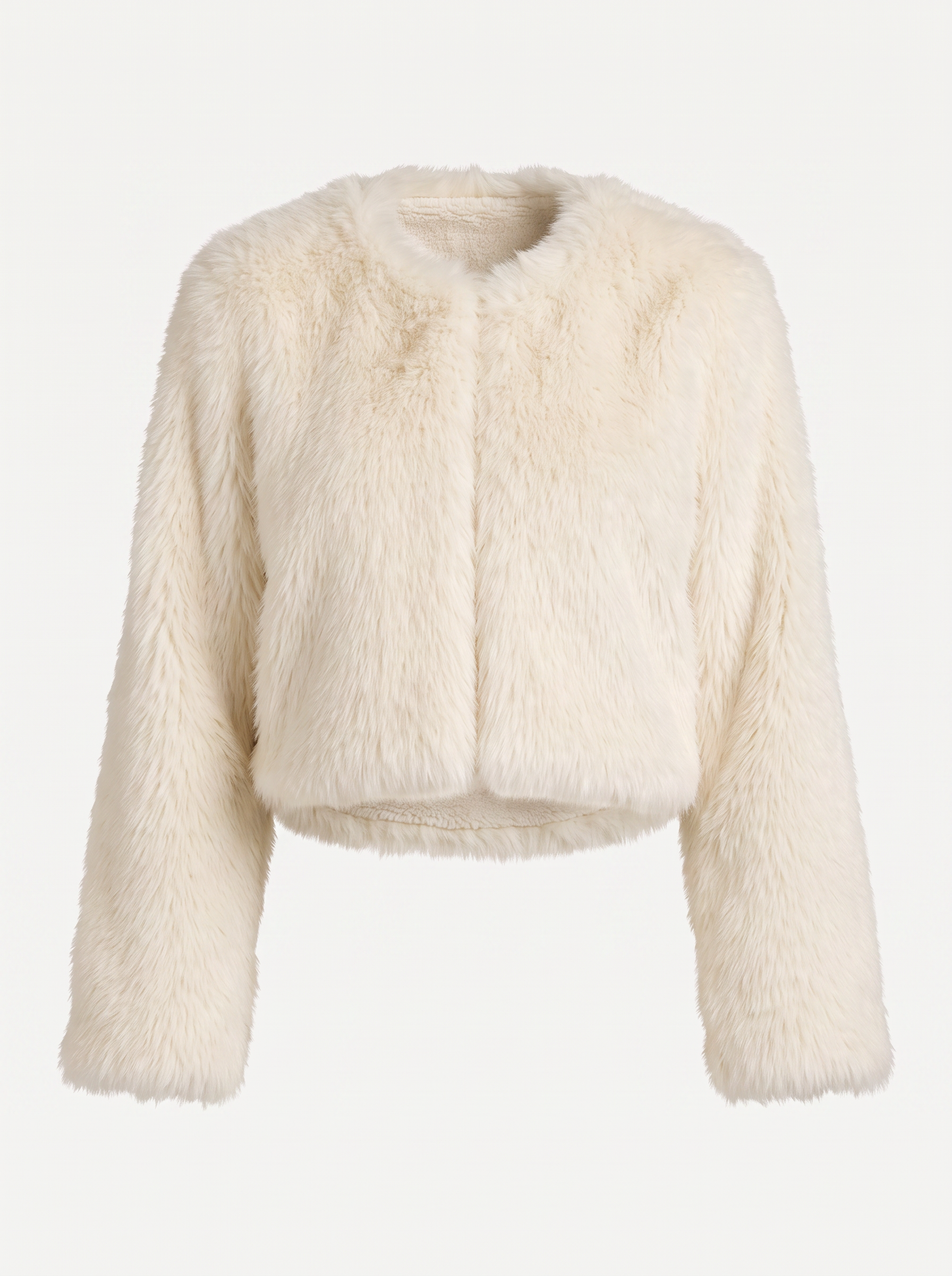 Cropped Faux Fur Jacket, Relaxed Fit
