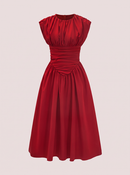 Ruched Maxi Dress in Red