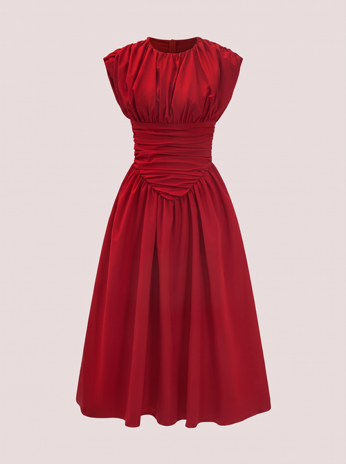 Ruched Maxi Dress in Red