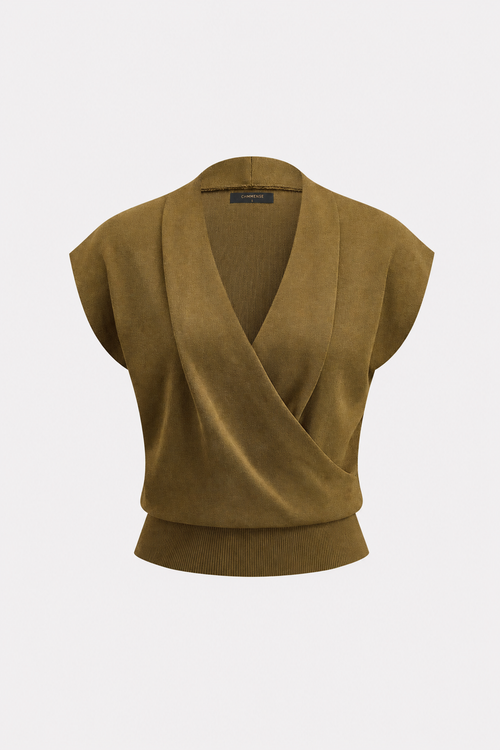 Knit wrap V-neck sleeveless top