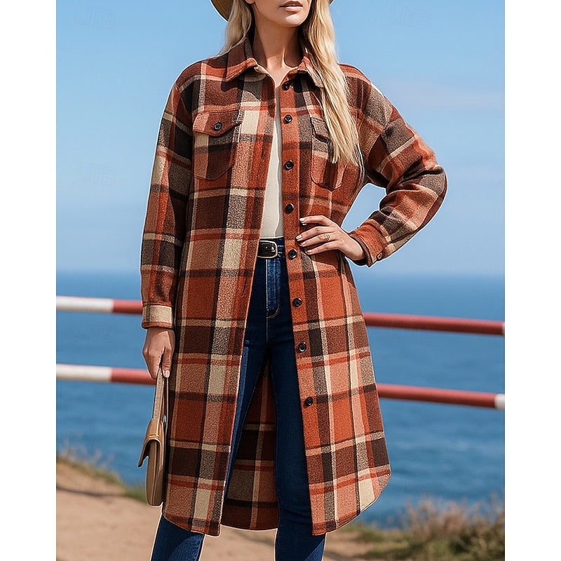 Longline Checked Coat - view 5