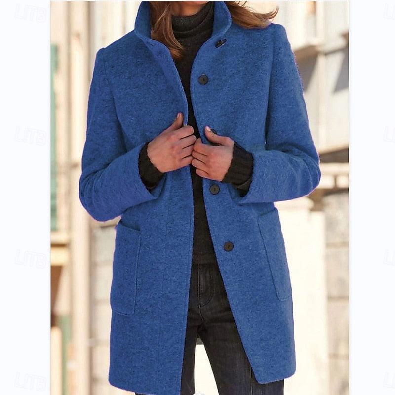 Stand-collar tailored coat - view 2