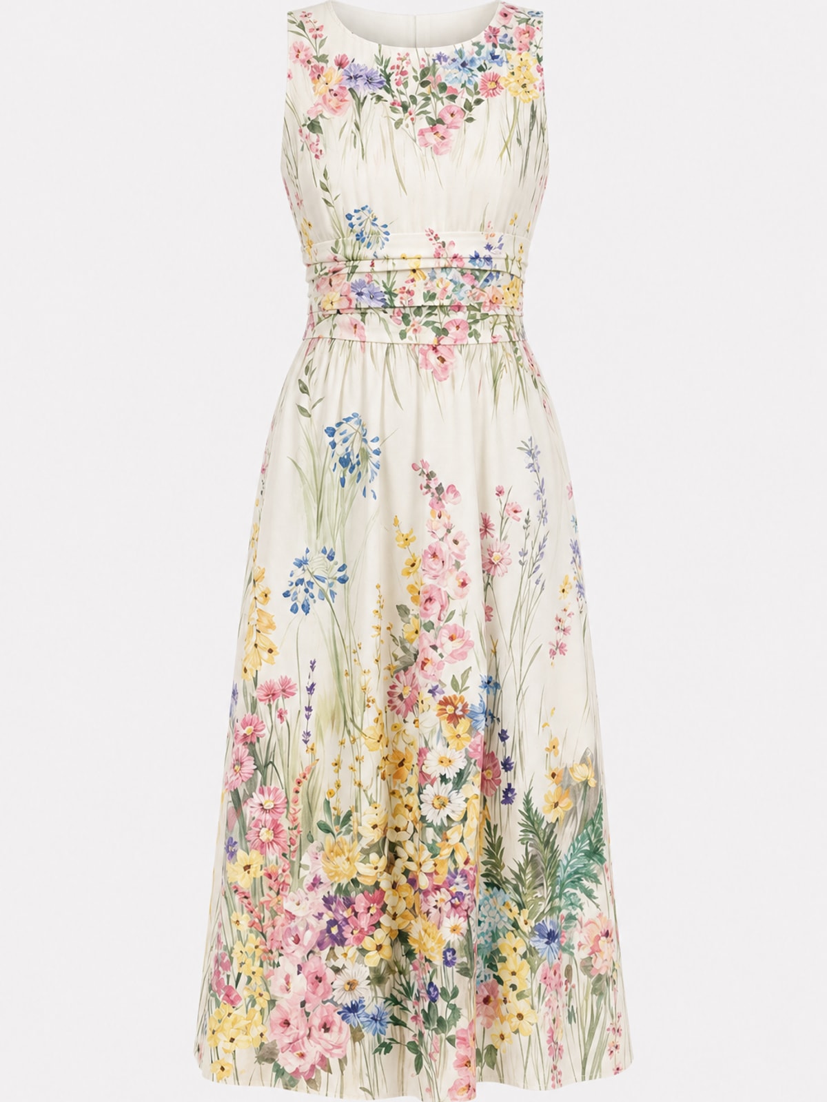 Floral Sleeveless Midi Dress - 1