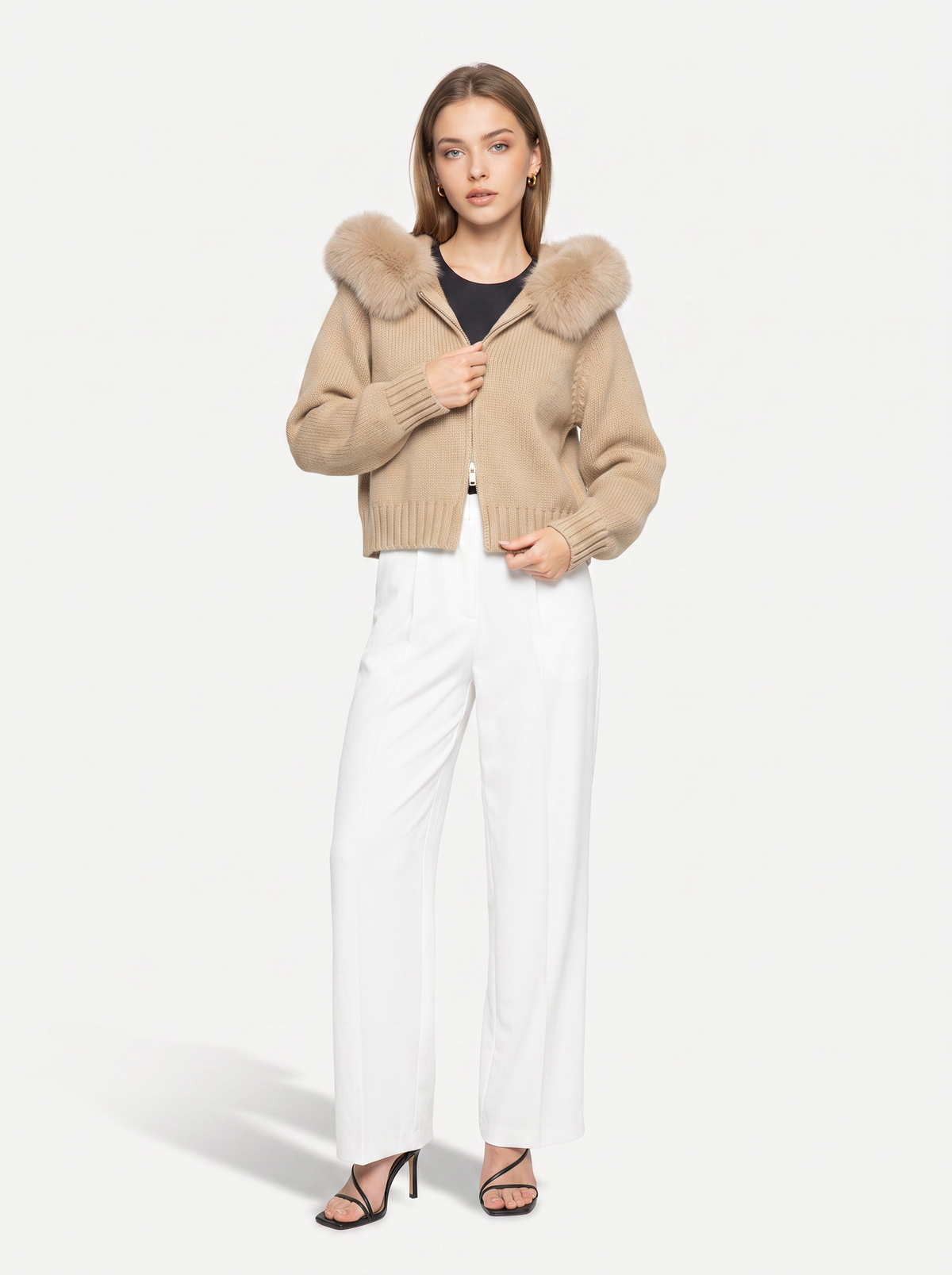 Relaxed Wool Jacket with Faux Fur-Lined Hood - 5
