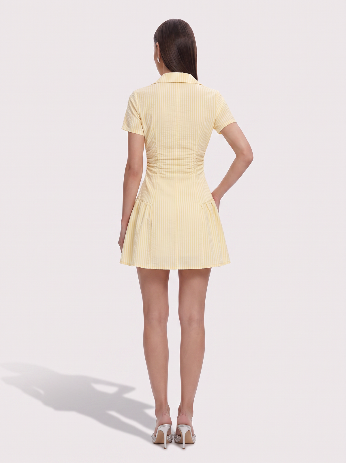 Striped V-Neck Short Sleeve Mini Dress - view 4