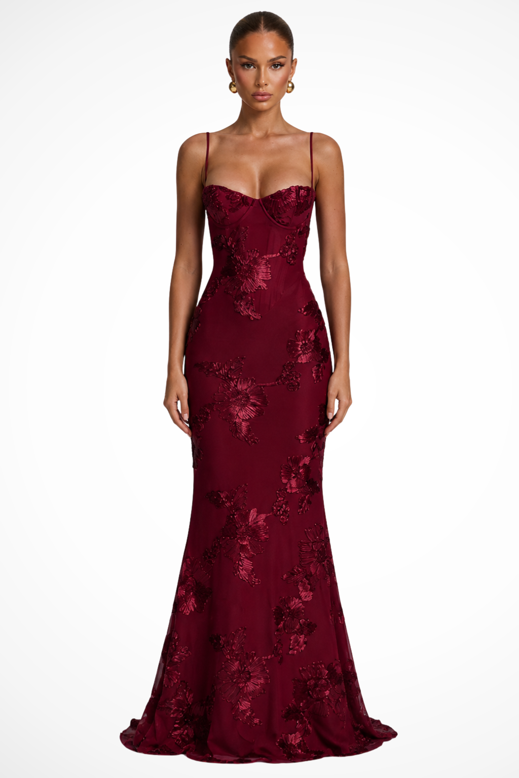 Embroidered Maxi Dress With Mermaid Silhouette - 9