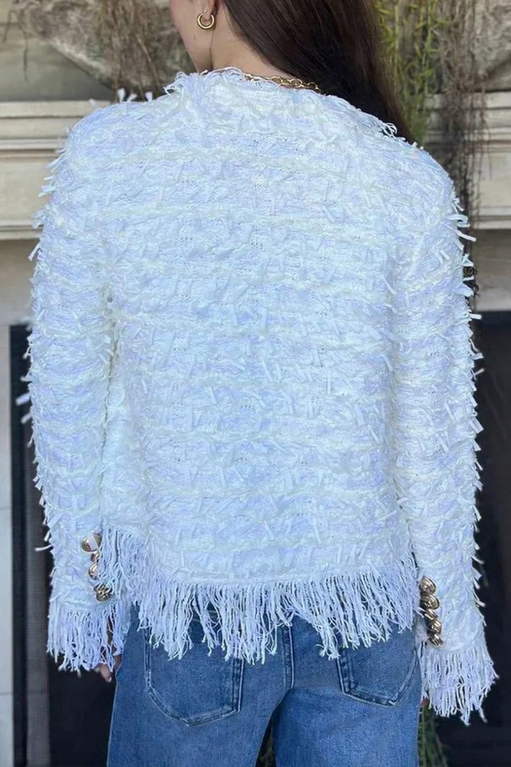 Polyester Double-Breasted Coat Slim Fit Office Jacket - 4