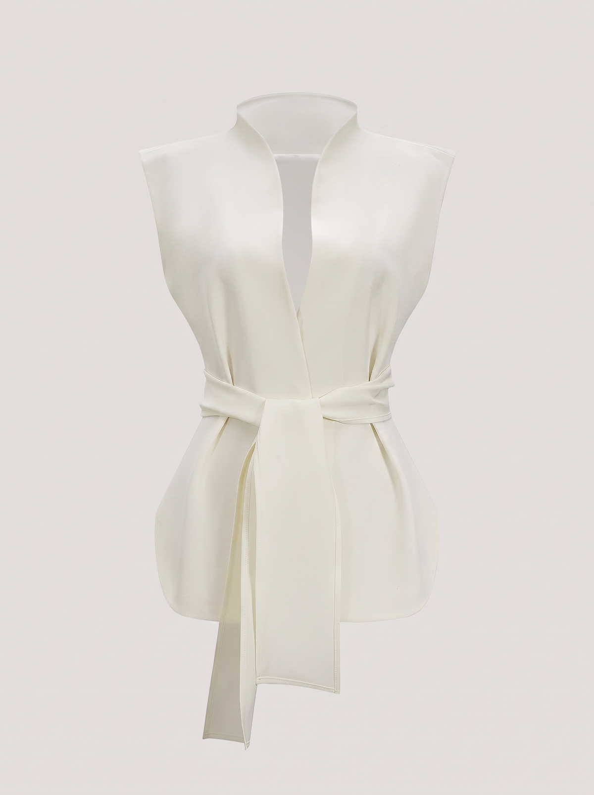 Ivory twill vest with knotted front detail
