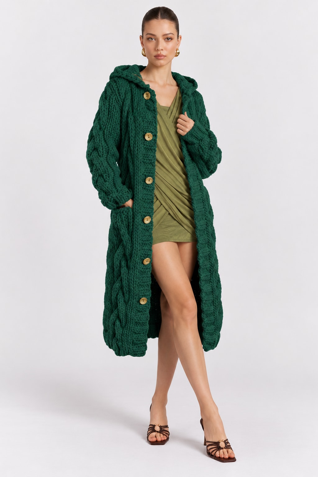 Knit Cardigan Jumper Jacket Open Front - 8