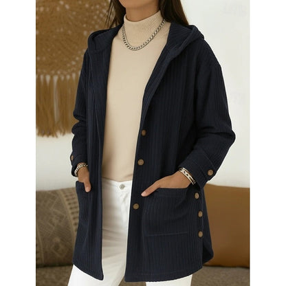 Hooded Button-Front Coat with Roomy Pockets - view 4