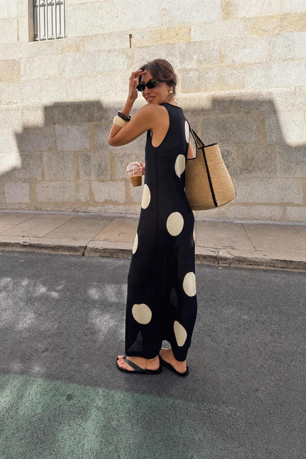 Black Sheer Polka Dot Maxi Dress - 3