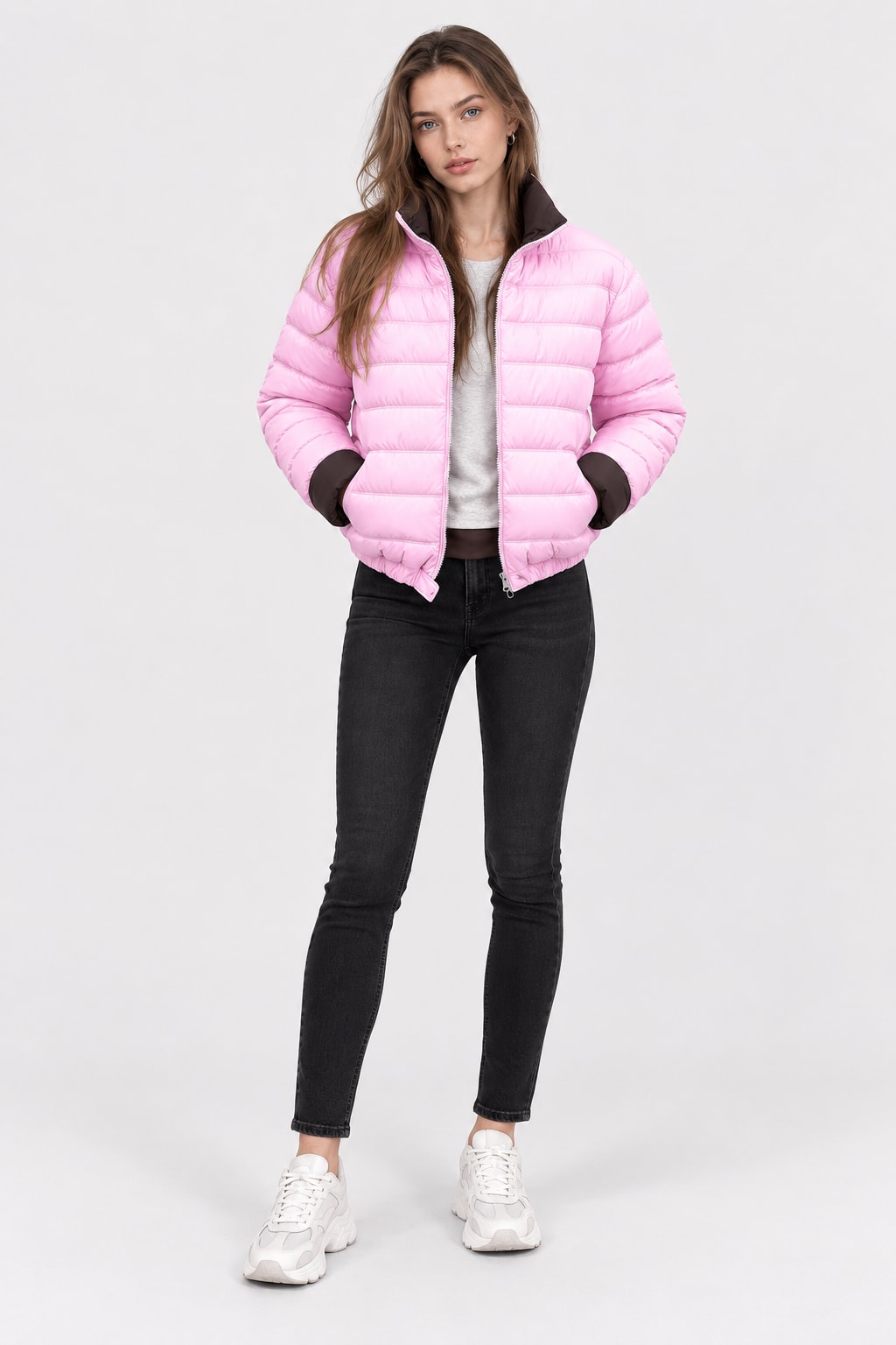 Women Stand Collar Short Parka Winter Padded Jacket - 6